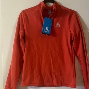 Odlo Women's Long Sleeve Half-Zip Performance Top - Coral Red